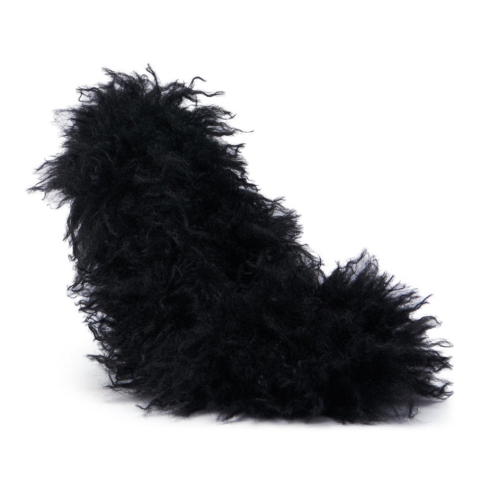 AKIRA AZALEA WANG JAMEELA BLACK FUR STILETTO PUMP Size 77